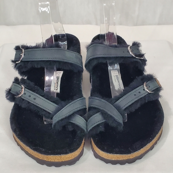 NWOT BIRKENSTOCK Mayari Shearling Natural Leather Oiled Black Size 39 MSRP $160 - Picture 5 of 15